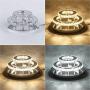 KAI Crystal Dimmable Temperature Adjustable Ceiling Light Flush Mount Modern Contemporary Luxury LED Chandelier Lamp with 30W 120LM/W 120LEDs Lighting for Dining Room Bedroom Foyer(Chrome Round,1Pack)