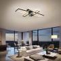 IKK Modern Ceiling Light, LED Chandelier Light Fixture with Dimmable Remote Control, 4 Heads Black Rectangular Shade Modern Light Fixture for Kitchen, Bedroom, Dressing Room, Living Room, Dining Room