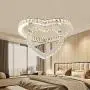 Modern Crystal Chandeliers, Heart Shape 2 Rings 50W 110V LED Crystal Chandelier Fixtures Stainless Steel Round Pendant Ceiling Lights Fixtures for Dining Room Living Room Bedroom (Warm White)