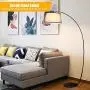 Tangkula Arc Floor Lamp, Arched Floor Lamp with Hanging Fabric Lampshade & Sturdy Base for Reading, Sleek Modern Design Tall Standing Hanging Light for Living Room Study Bedroom Office (Black)