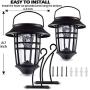 LeiDrail Solar Wall Lantern Lights Outdoor Hanging Lanterns Super Bright Warm White LED Wall Sconce Glass Landscape Lighting Decorative Waterproof with Hanging Hook - 2 Pack