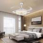 42 Inch Modern Ceiling Fan with Light and Remote Control White Petal Ceiling Fan Chandelier Retractable Blade 3 Speed 3 Colors Dimmable LED Ceiling Fan Light Kit for Living Room Bedroom Dining Room