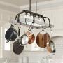 Marsden Bronze Gray Wood Rectangular Pot Rack Pendant Chandelier 36'' Wide Rustic Farmhouse Clear Seedy Glass 4-Light Fixture for Dining Room House Island Entryway Living Room - Franklin Iron Works