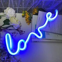 iceagle Love Neon Signs for Wall Decor,USB or Battery Decor Light,Neon Light for Bedroom,LED Neon Decorative Lights for Christmas,Party,Girls Living Room(Blue)