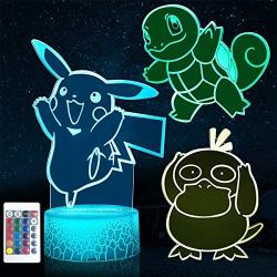 3D Night Light - 3D Illusion Lamp Three Pattern and 16 Color Change Smart Touch Decor Lamp with Remote Control, Valentines Day Gifts for Boys Girls Kids Room Decor