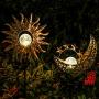 Solar Lights Outdoor Garden Decor,Waterproof Metal Sun Moon Decorative Stakes for Walkway,Yard,Lawn,Patio(2 Pack)