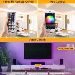 LUNSY Smart LED Strip Lights 32.8 ft/10m, Music Sync, Bluetooth APP Controlled, Remote Control, RGB, 300LED SMD5050, IP65 Waterproof Outdoor, 12V, Alexa Controlled