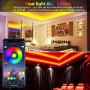 LED Strip Lights, SNIMICS 50FT/15M Music Sync RGB LED Strip 5050SMD Color Changing Rope Lights Flexible Tape Light Kit Bluetooth Controller+ 44 Key Remote LED Lights for Bedroom Home Party