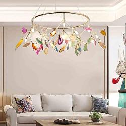 CCSUN Creative Color Chandelier, Nordic Modern Firefly Ceiling Light Sputnik Pendant Light G4 Agate Decoration Fixtures for Living Room Dining Room-l 35in