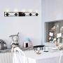 MELUCEE 5-Light Bathroom Vanity Light Fixtures Black Wall Sconce with Clear Glass Shade, Modern Wall Light Fixtures for Vanity Table Bedroom Dressing Table Mirror Cabinets