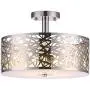 Loclgpm 2 Lights Semi Flush Mount Ceiling Light, Drum Chandelier Fixture with Metal Shade Contemporary, Chrome Finish Pendant Light for Bedroom,Living Room,Dining Room,Hall