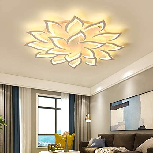 TFCFL 18 Heads LED Ceiling Light, Modern Dimmable Acrylic Chandelier Lamp Lotus Shape Pendant Light Fixture for Living Room Dining Bedroom (White) TFCFL 18 Heads LED Ceiling Light, Modern Dimmable Acrylic Chandelier Lamp Lotus Shape Pendant Light Fixture for Living Room Dining Bedroom (White)