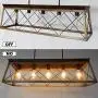 Lobolighting 5-Lights Kitchen Island Light Farmhouse Linear Pendant Lighting for Dining Room Table Chandelier Ceiling Hanging Light Fixture