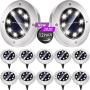 Biling Solar Disk Lights Outdoor, 8 LED Bulbs Solar Ground Lights Outdoor Waterproof for Garden Yard Patio Pathway Lawn Driveway - White (12 Pack)