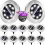 Biling Solar Disk Lights Outdoor, 8 LED Bulbs Solar Ground Lights Outdoor Waterproof for Garden Yard Patio Pathway Lawn Driveway - White (12 Pack)