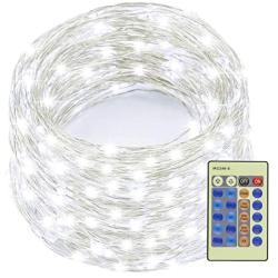 Decute 99 Feet 300 LED Cool White Fairy Christmas String Lights Dimmable with Remote Control, UL Listed Copper String Lights for Party Wedding Bedroom Christmas Tree