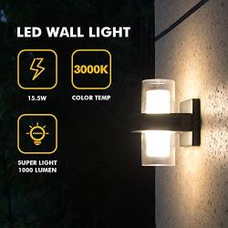 LUTEC Tango LED Sconces Wall Lighting 15.5W Warm White 3000K 1000Lumen Up and Down Outdoor Wall Light with Opal PC Diffuser for Porch, Garage, Garden, Entryway