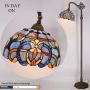 Tiffany Style Floor Lamp Reading Lighting W12H64 Inch Blue Purple Clouldy Stained Glass Crystal Lampshade Antique Adjustable Arched Base S558 WERFACTORY Lamps Bedroom Living Room Beside Table Gift