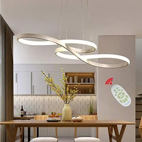 Modern Pendant Lighting White LED Pendant Light for Contemporary Living Dining Room Kitchen Island Dimmable Chandelier Dimming Ceiling Lamp Minimalist Wave Hanging Light Fixture with Remote (White) Modern Pendant Lighting White LED Pendant Light for Contemporary Living Dining Room Kitchen Island Dimmable Chandelier Dimming Ceiling Lamp Minimalist Wave Hanging Light Fixture with Remote (White)