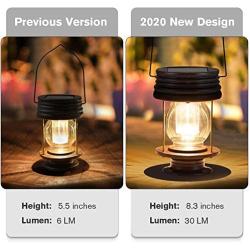 pearlstar Hanging Solar Light Outdoor 8.3” Big Retro LED Garden Solar Lantern with Handle for Pathway Yard Patio Tree Decor Waterproof Table Lamp ( 8.3'' Big Size-1pack)