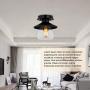 Industrial Ceiling Light Fixture with Clear Glass Shade 1-Light Industrial Bedroom Light Fixtures Matte Black Ceiling Light Finish for Dining Room Bedroom Cafe Bar Corridor Hallway Bulb Not Included