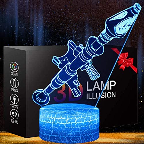 Rocket Launcher LED Night Lamps Battle 3D Mood Light 7 Color Changing Bedroom Home Decor Kids Gifts 