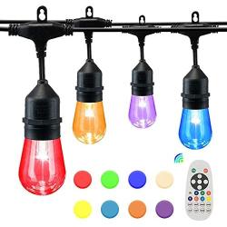 SUNTHIN 25FT Color Changing String Lights for Holiday Party Lights, Patio Backyard, Home and Outdoor Decorative, with Shatterproof S14 RGB Light Bulb and Wireless Remote Controller