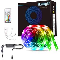 Sumkyle LED Strip Lights, led Lights for Bedroom APP Bluetooth RGB Music Lights with 40 Key Remote Controller, Color Changing Light for Bedroom (2x16.4FT)