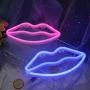 Lip Shaped Neon Signs for Wall Decor,USB or Battery Decor Light,Neon Lights for Bedroom,LED Sign Neon Light for Bar,Christmas,Party,Kids,Girls Living Room(Blue)