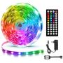 50ft/15M LED Strip Lights Kit,5050 RGB Flexible Non-Waterproof Tape Lights with 24V Power Supply 44Key IR Remote Controller for Home Ceiling Lighting Kitchen BarIndoors,Living Room