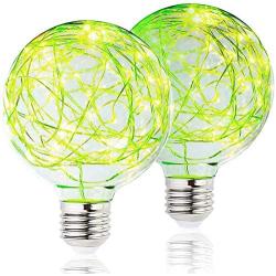 2 Pack BlueX LED Globe Fairy LED Green Light Bulb for Ambient Night Lighting, E26 Base, Green Bulb Edison Decorative Vintage String Light Bulb,Bathroom, Bedroom & Living Room, Christmas Light Bulbs