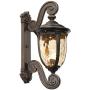 Bellagio Outdoor Wall Light Fixture Bronze Scroll 24'' Champagne Hammered Glass for Exterior House Porch Patio - John Timberland