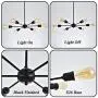 FERWVEW 6-Light Black Industrial Mid Century Lighting Fixture Sputnik Chandelier lamp, Modern Ceiling Pendant Lighting for Livingroom Dinning Bedroom Doorway Foyer Entryway Hanging