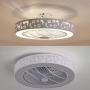 LAKIQ Modern 21.5’’ LED Ceiling Fan Light 3-Color Dimmable Bedroom 2-in-1 Semi Flush Mount Ceiling Lighting Led Close to Ceiling Lamp 3-Speeds Adjustable for Living Room Dining Room(Pattern C)