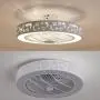 LAKIQ Modern 21.5’’ LED Ceiling Fan Light 3-Color Dimmable Bedroom 2-in-1 Semi Flush Mount Ceiling Lighting Led Close to Ceiling Lamp 3-Speeds Adjustable for Living Room Dining Room(Pattern A)