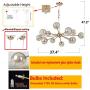MEEROSEE Sputnik Chandeliers Modern Glass Bubble Chandelier Wired Aluminum Pendant Lighting W37.4'' 12-Light Brushed Brass Ceiling Fixture for Dining Room Foyer Kitchen Island Bedroom Living