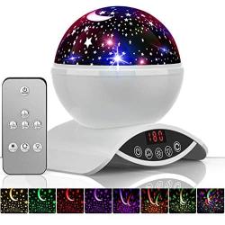 YSD Night Lighting Lamp, Modern Star Rotating Sky Projection, Romantic Star Projector Lamp for Kids, USB Rechargeable & Remote Control, Best Gifts for Kids,Bedroom(White)