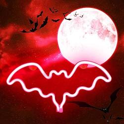 LED Neon Bat Lights Christmas, Bat Shape Neon Signs Night Lights Battery Operated Desk Table Lamp for Bedroom, Bar, Wall, Nursery Room Decor-Bat(Red)