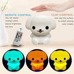 Dog Night Light, Night Lights for Kids, Bedside lamp for Children, Baby Nursery light, LED Lights - Break Resistant/Eye Caring/Adjustable Brightness & Color/Time setting/Touch-Control & Remote Control