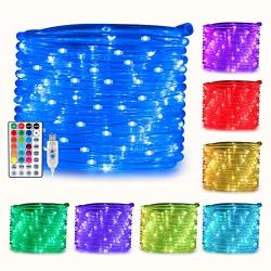 BrizLabs Rope Lights, 33ft 100 LED Color Changing Rope Lights 16 Colors, USB Powered Rope String Lights with Remote, Rope Tube Lights for Bedroom Wedding Christmas Halloween Party Indoor Outdoor Decor