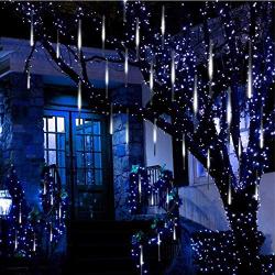 Twinkle Star Meteor Shower Rain Lights, Valentine Lights 30cm 8 Tubes 288 LED Icicle Snow Falling Christmas Lights Outdoor Raindrop Lights, Xmas Wedding Party Tree Holiday Decoration, White