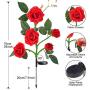 HeyMate Solar Garden Lights Outdoor 2 Pack Solar Red Rose Flower Lights with 10 Rose Flowers Solar Christmas Decorative Lights Waterproof for Backyard,Patio,Pathway,Xmas Decorations