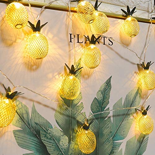 2 Packs Pineapple LED String Lights 16ft 20 LED Battery Operated Fairy String Lights for Valentines Day Party Indoor Bedroom Decoration Whonline (Warm White)