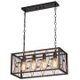 SHUNGYU Farmhouse Kitchen Island Lighting, 4 Light Industrial Vintage Pendant Light Hanging Ceiling Light Fixture Chandelier for Dining Room Restaurant Kitchen and Bar