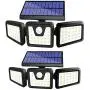 Oumaiga Wireless LED Solar Motion Sensor Lights Outdoor,3 Head Motion Sensor Lights,Lights Outdoor Spotlights 360°，IP65 Waterproof, Illumination for Yard Patio Garage Entryway Front Door (2 Pack)
