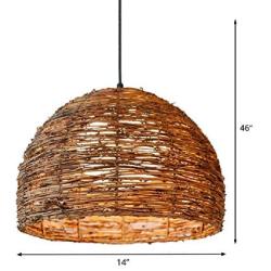 Rattan Pendant Lighting for Kitchen Island, XINDAR Ceiling Lighting Fixtures Hanging Lamp, Creative Rattan Chandelier Inner Orb White Shade for Bar Cafe Living Room