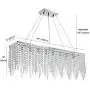 7PM Rectangular Chandelier Crystals Luxury Hanging Pendant Light for Dining Room Kitchen Island