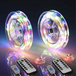HXWEIYE Fairy Lights Plug in-2 Pack, 33FT 100LED Multicolor Copper Wire String Lights with 8 Clips/ Remote/Timer, Waterproof USB String Lights for Bedroom Outdoor Indoor Wedding Wall Xmas Decor