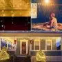 WATERGLIDE 360 LED Christmas Icicle Lights Outdoor Dripping Icicle String Light, 29.5ft 8 Modes Curtain Fairy Lights with 60 Drops, Indoor Xmas Holiday Wedding Party Decorations, Warm White