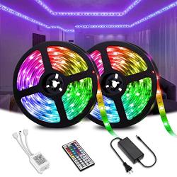 Elfeland LED Strip Lights 32.8FT/10M 300LEDs SMD5050 RGB Light Strip IP65 Color Changing Rope Lights Tape Lights 44Keys Remote Controller Flexible Strips for TV Room Kitchen Party Decoration